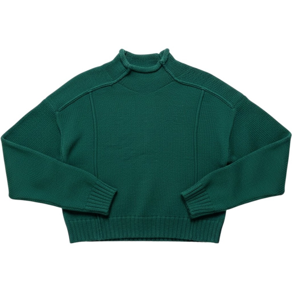 Rolled neck sweater, Double Zero Forest Green Cropped Medium